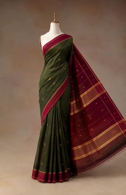 Paasi Pachai & Arakku Handloom Cotton Vegan Silk Saree