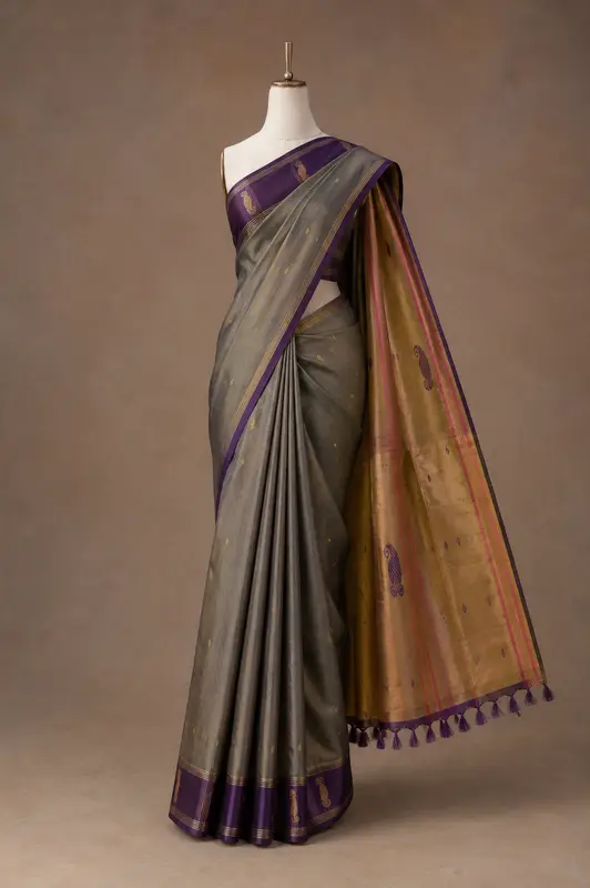 Yaanai & Thamiram Handloom Vaallai Pattu Saree