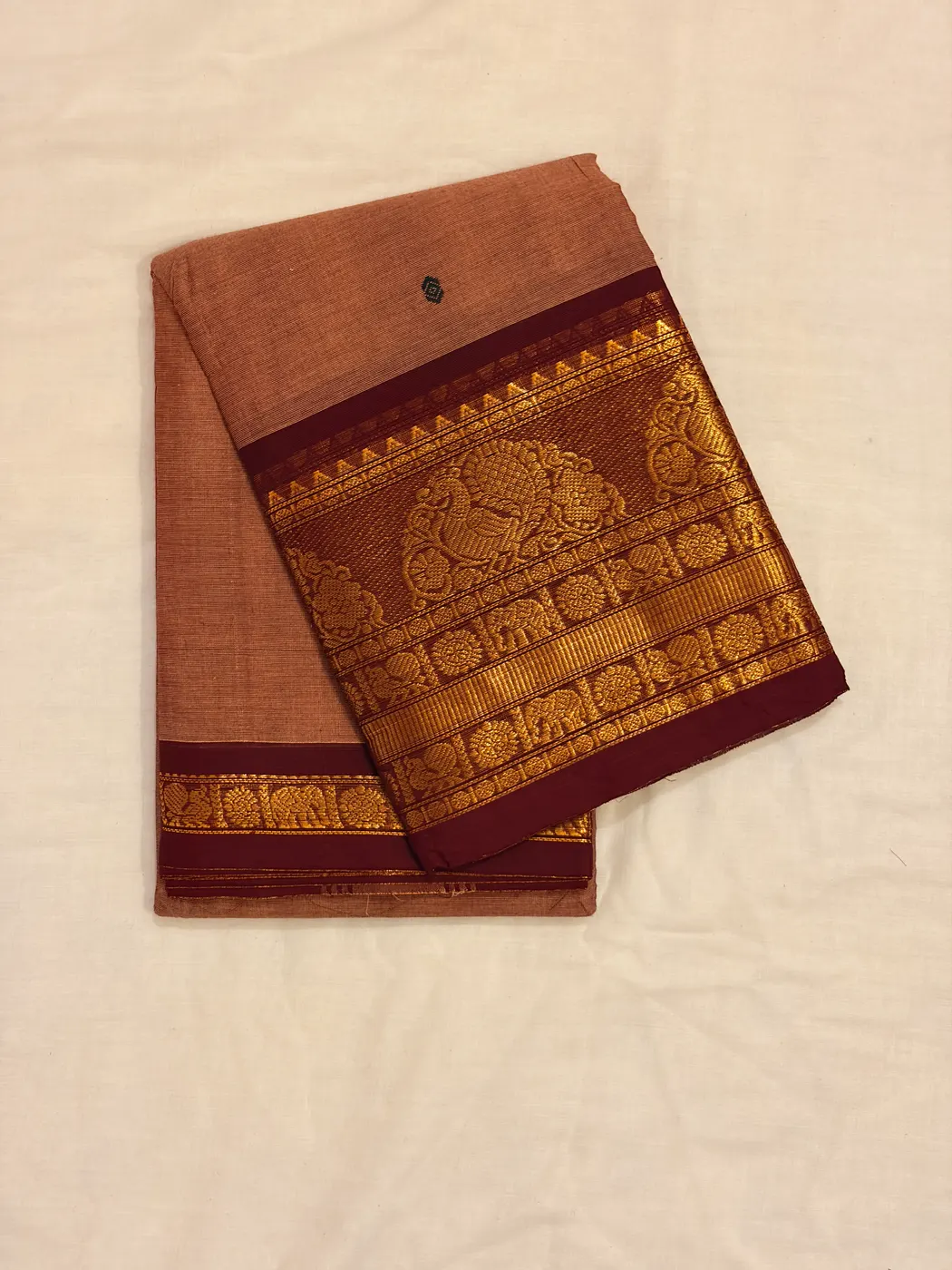 Mocha Brown & Dark Brown Kanchipuram Cotton Saree — 2