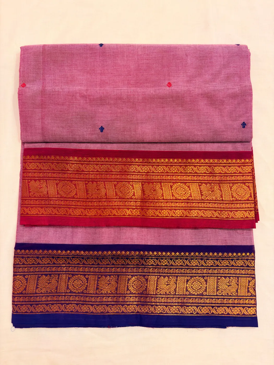 Lavender, Dark Pink & Purple Kanchipuram Cotton Saree — 2