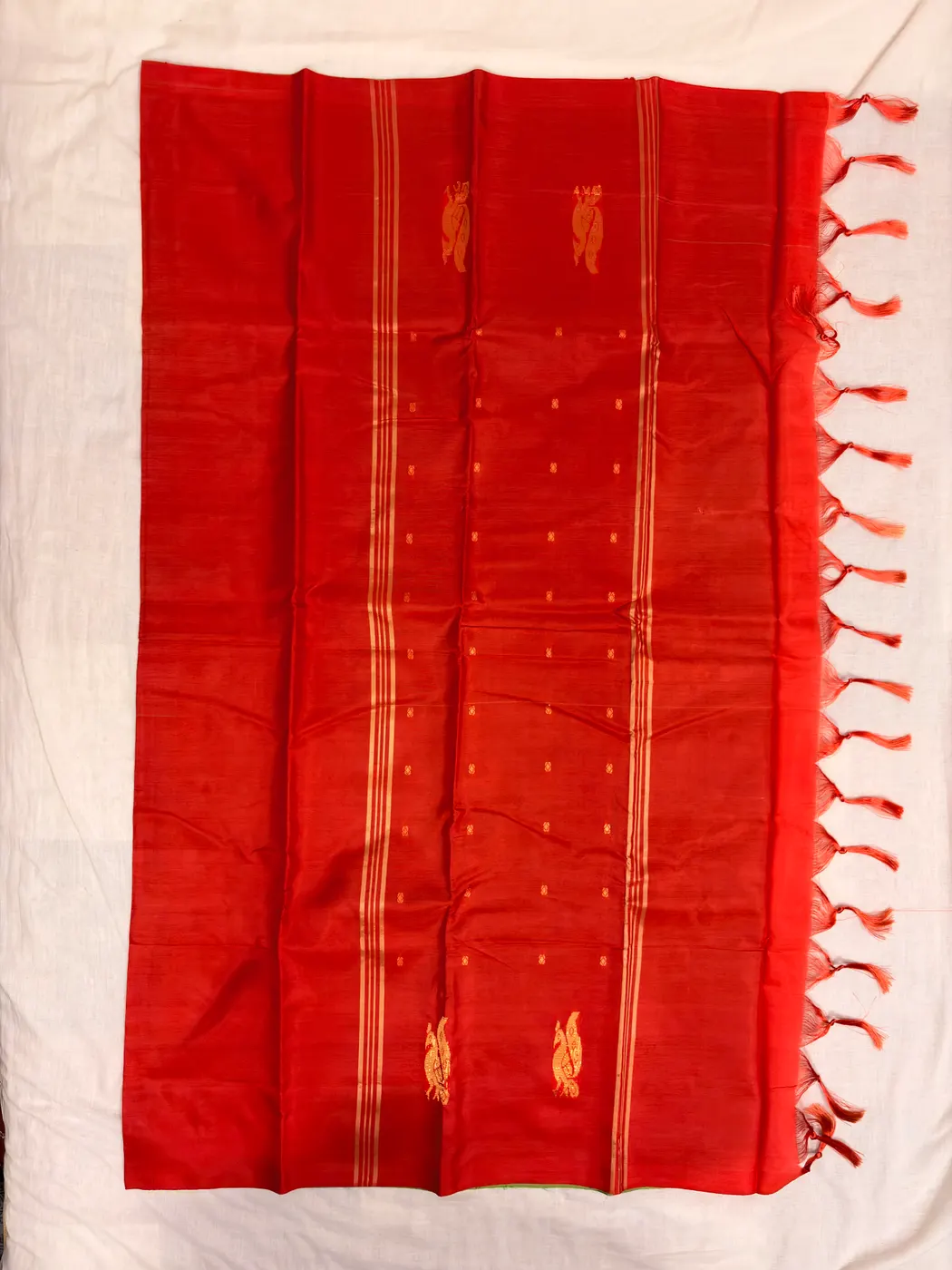 Ilai Pachai & Milagai Pazham Handloom Vaallai Pattu Saree — 4
