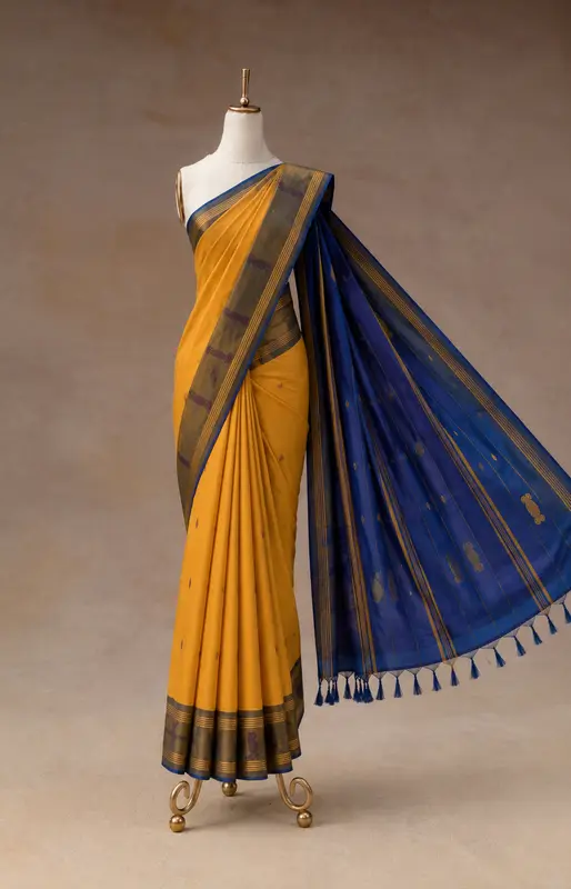 Sandhanam & Nilambari Handloom Vaallai Pattu Saree