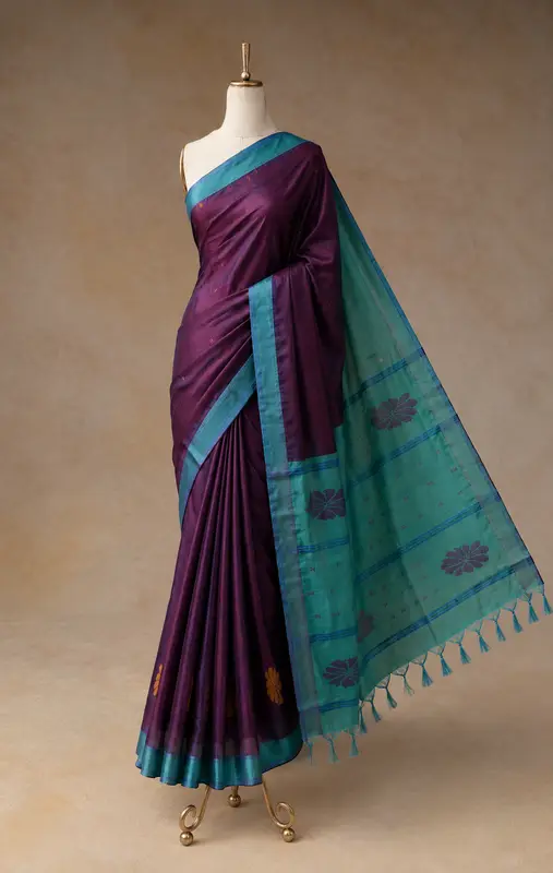 Kathiri Poo & Mayil Handloom Vaallai Pattu Saree
