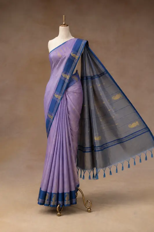 Kathiri Poo & Mayil Kazhuthu Handloom Vaallai Pattu Saree