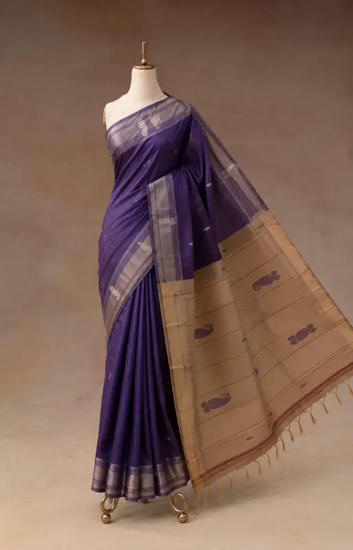 Thaen & Kathiri Poo Handloom Vaallai Pattu Saree